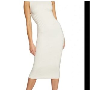 Good American White Sleeveless Sculpted Bust Midi Dress